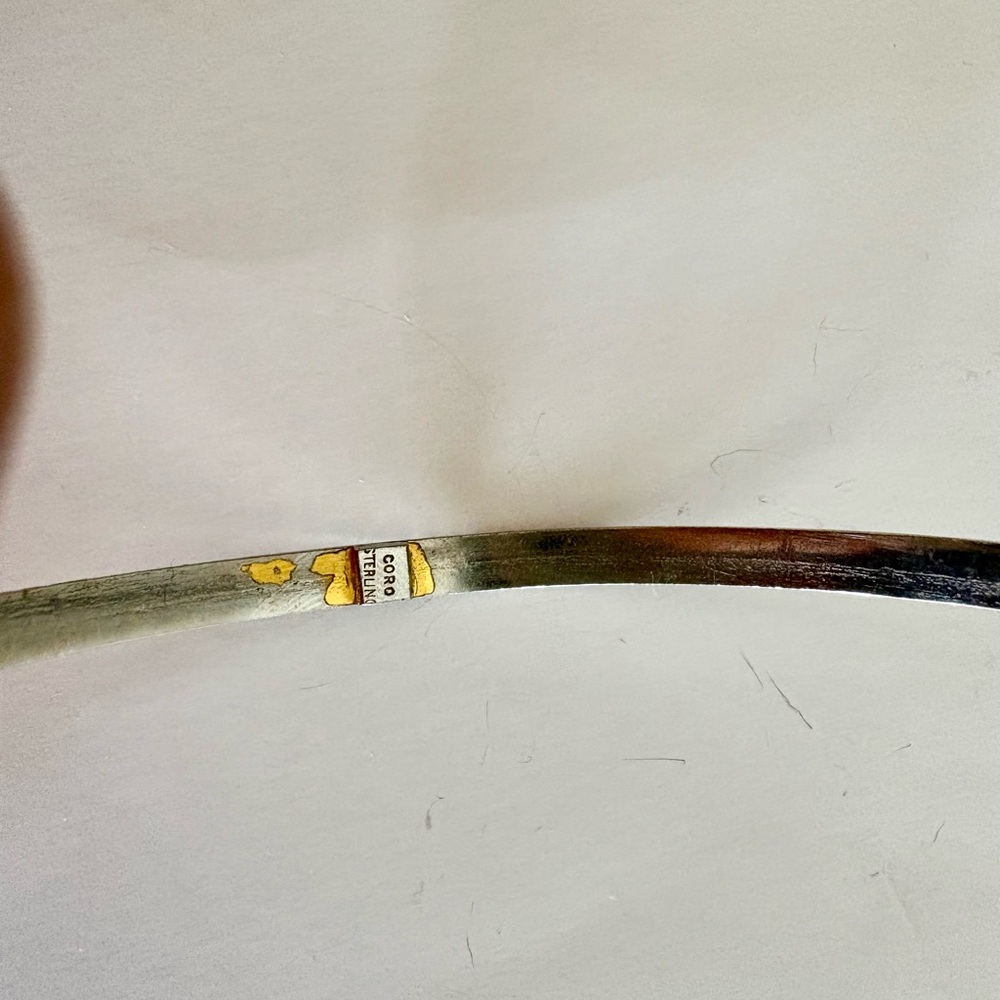 Vintage Coro Sterling Silver Thin / Skinny Bangle Bracelet - Picture 4 of 10